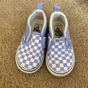 Toddler slip on vans checkered purple and white classic size 6